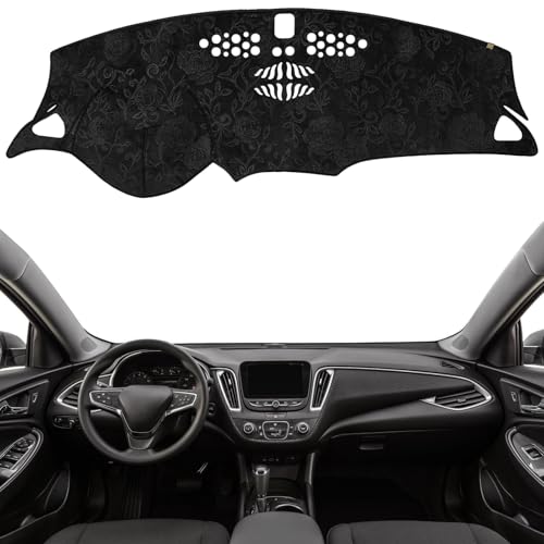 Dashboard Cover Dash Mat Fit for Chevy Malibu 2023-2016 (Without HUD Models),Car Dash Board Mat Anti-Glare Carpet,Non-Slip Pad Sunshield Protector (Flannel) - color: Black Embossed, size: Fit 16-23 Malibu