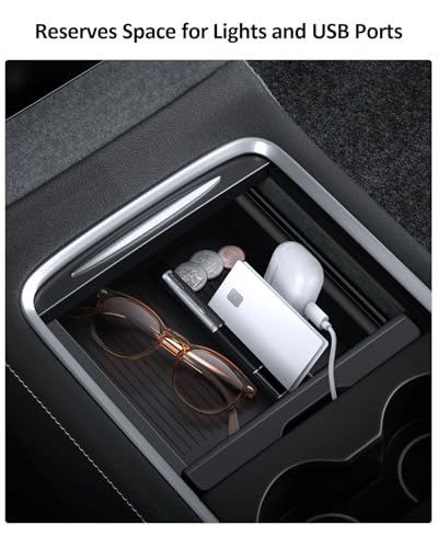 5PCS Center Console Organizer Tray for Tesla Model Y Juniper Model 3 Highland Accessories 2025 2026, Smooth Sliding Center Tray Armrest Organizer Cup Holder Insert Hidden Compartment Storage - size: Juniper & Highland (Style 2)
