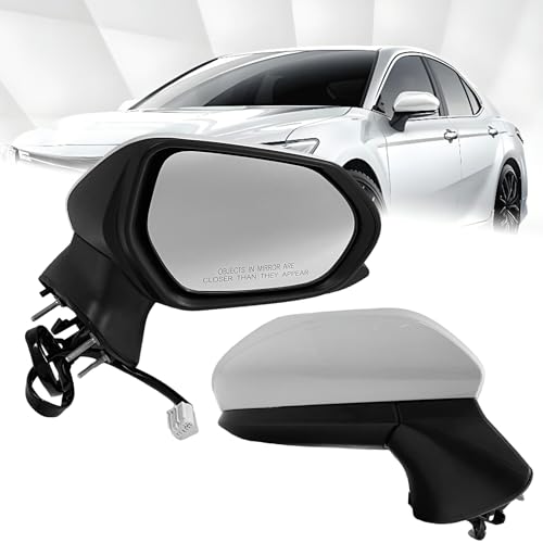 Passenger Side View Mirror Compatible With Toyota Camry 2018-2022 3-Pins Manual Folding Power Glass Non Heated Non Blind Spot Rear View Mirror White - color: White-3 Pins, size: R-Passenger Side