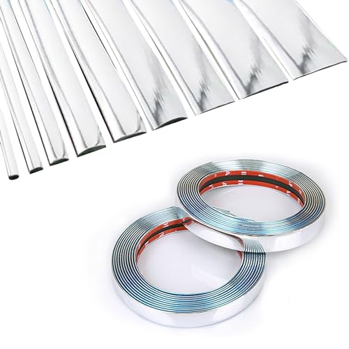 16Ft Chrome Silver Extra Thick Auto Molding Trim Universal Bumper Window Door Body Side Decorative Strip Scratch-Proof (Width: 1inch [25mm]) - size: Width: 1inch [25mm]