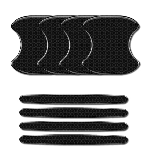 8Pcs Car Door Handle Bowl Sticker, Reflective Car Door Handle Paint Scratch Protector, Self-Adhesive Scratch Collision Protection Guard, Auto Exterior Decor Universal for SUV Truck RV (Black)