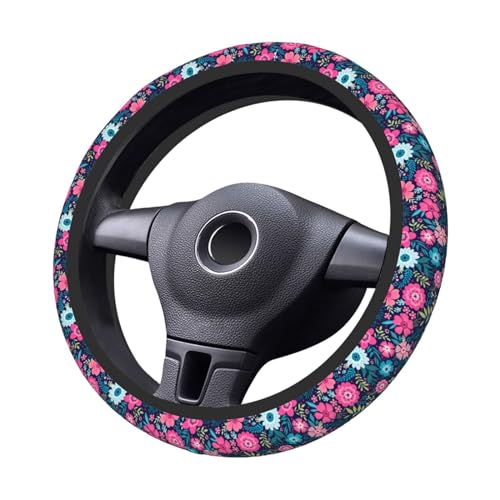 Colorful Flower Elastic Floral Steering Wheel Cover Universal 15 Inch - color: 7