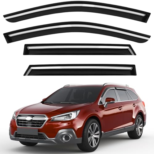 Outside-Mount Window Rain Guards Fit for Subaru Outback 2015 2016 2017 2018 2019, Extra Durable Window Visors Wind Deflector Dark Smoke Vent Shades Car Tape-on 4-pcs with Thicker - size: Fit for 2015-2019 Outback