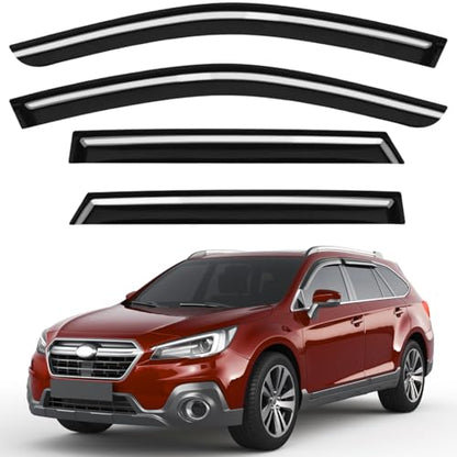 Outside-Mount Window Rain Guards Fit for Subaru Outback 2015 2016 2017 2018 2019, Extra Durable Window Visors Wind Deflector Dark Smoke Vent Shades Car Tape-on 4-pcs with Thicker - size: Fit for 2015-2019 Outback