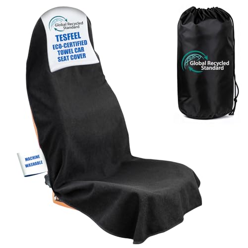 550g Heavy Duty Towel Car Seat Cover, Waterproof Sweat Protector for Post-Gym & Beach, Non-Slip Microfiber Bucket Seat Mat for Sedans SUV Minivans, Machine Washable (Black, 1-Pack) - color: Black, size: Front-1pc