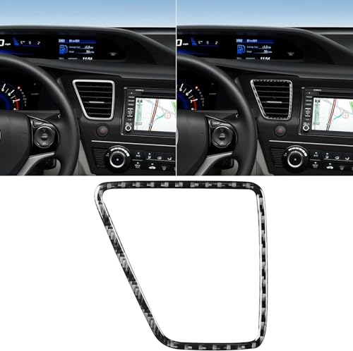 Real Carbon Fiber Central Air Vent Outlet Frame Cover Interior Trim Sticker Accessories Cover Compatible with Honda Civic 9 Coupe/Sedan 2013 2014 2015 Black - color: Central Air Vent Outlet Frame