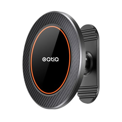 OQTIQ for MagSafe Car Mount - 17 N54 Magnets, 360° Rotation Magnetic Phone Holder for Dashboard, Compact & Space-Saving, Compatible with iPhone 17/16/15/14/13/12 - color: Orange-MagSafe
