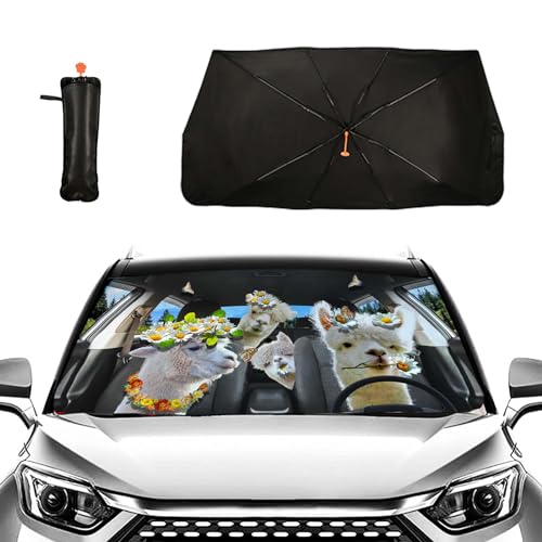 Car Windshield Sun Shade Umbrella Alpaca Foldable Car Umbrella Sunshade Cover for Most Vehicles Keep Vehicle Cool - color: Alpaca