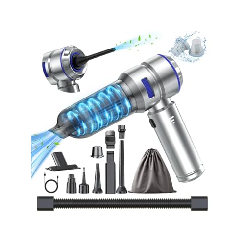 WINWEND Portable Car Vacuum - 22000PA Cars Vacuum Cleaner High Power 4 in 1 Compressed Air Duster & Air Blower & Pump Hand Held Vacuums Cordless with Brushless Motor for Car Home Office Blue - color: Blue