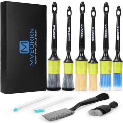 10PCS Car Detailing Brush Set,Boars Hair Car Cleaning Detail Brush kit,Ultra Soft No Scratch Car Dust Brush,Car Interior Detailing Brushes Kit,Detail Brushes Car Detailing for Interior Exterior(green) - color: 10PCS detail brush set green