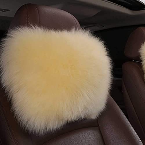 Car Seat Neck Rest Pillow Warm Winter Wool Headrest Head Support Car Decor Accessories (Yellow) - color: Yellow