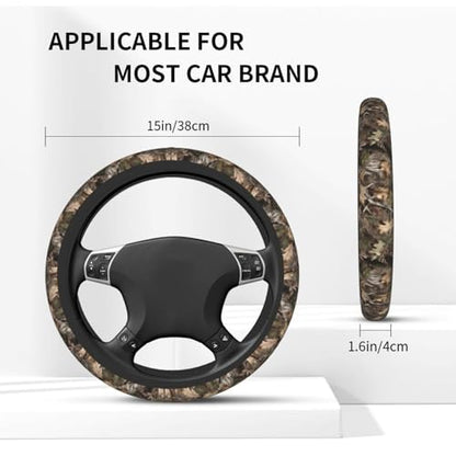 Camo Steering Wheel Covers Non Slip Neoprene Universal 15 Inch Steering Wheel Protector Car Cover for Men Women - color: Camo