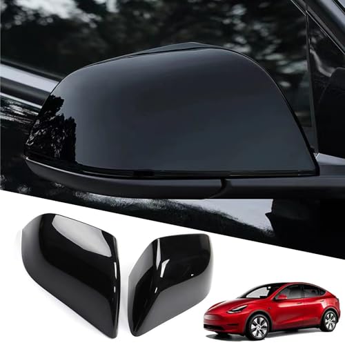 YHCDSEA Rearview Mirror Guard Cover for Tesla Model Y, Side Mirror Cover Exterior Accessories fit for Model Y 2024 2023 2022 2021 (Glossy Black) - color: MY-Glossy Black