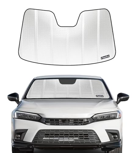 Pigenius Windshield Sun Shade for Honda Civic 2022-2026. Reflective Aluminum Film Front Window Sunshade BLAZBLOCK - color: Classic Shiny Silver, size: 2022-2025 All Body Types