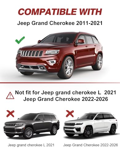 6pcs Outside-Mount Window Rain Guards Fit for 2011-2021 Jeep Grand Cherokee, Extra Durable Window Visors Wind Deflector Dark Smoke Vent Shades Car Tape-on 6-pcs with Thicker - size: Fit for 2011-2021 Jeep Grand Cherokee
