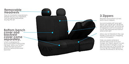 FH Group Three Row Set Striking Striped 7 Seater Car Seat Covers, Airbag Compatible & Split Ready – Universal Fit for Cars Trucks & SUVs Black - color: Black, size: 3 Row/7 Seater