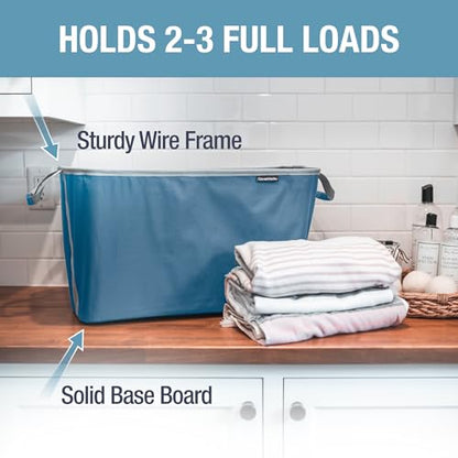 CleverMade Collapsible Laundry Basket 2 Pack – 60L (16 Gal) Foldable Clothes Hamper with Reinforced Handles, Space Saving Fabric Laundry Bin, Holds 55 lbs, Flat Folding for Dorm, Apartment & RV - Denim - color: Denim Gray