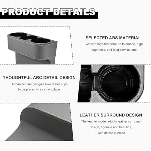 Car Seat Gap Filler Organizer, Multifunctional Auto Console Side Storage Box with Cup Holder, Universal PU Leather Cup Holder Front Seat Crevice Filler for Car Truck SUV (Gray) - color: Gray