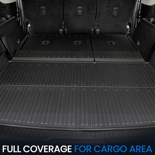 Cargo Mat Backrest Mats for 2018-2024 Ford Expedition Max/Lincoln Navigator L 7/8 Seats, All Weather TPE Trunk Mat Cargo Liner Accessories (Cargo Mat+3rd Row Backrest Mats) - style: 3rd Row Backrest Mats + Cargo Mat