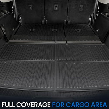 Cargo Mat Backrest Mats for 2018-2024 Ford Expedition Max/Lincoln Navigator L 7/8 Seats, All Weather TPE Trunk Mat Cargo Liner Accessories (Cargo Mat+3rd Row Backrest Mats) - style: 3rd Row Backrest Mats + Cargo Mat