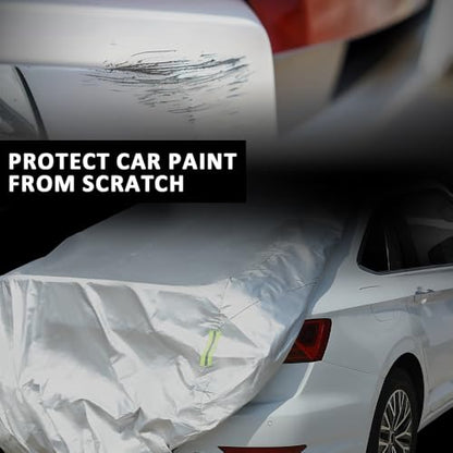 Heavy-Duty Car Cover Waterproof All Weather for Universal Sedan, Outdoor Rain Sun Snow UV Protection, Indoor Dust and Scratch Resistant 3L+ (189 * 71 * 59 inch)