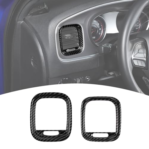 for Charger Dashboard Side Air Vent Cover Trim Fit for Dodge Charger 2015-2023 Black Carbon Fiber Interior Accessories 2pcs - color: Black Carbon Fiber