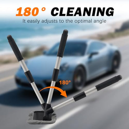 2026 New Car Windshield Cleaner Tool,Telescopic Inside Windshield Cleaning Tool with 180° Swivel & Microfiber Pad,Universal Car Window Cleaner Tools for Cars Trucks SUVs