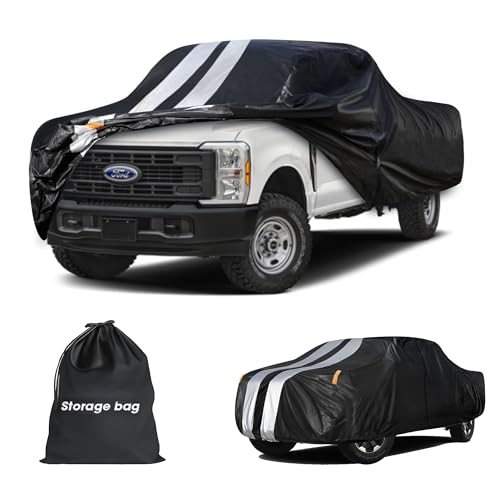 F-100 Truck Cover Custom Fit 1966-1983 SuperCab Long Bed(8.1') with Door Zipper, 10 Layers Outdoor Heavy Pickup Truck Cover Waterproof All Weather, Wind Dust Sun Protector. - size: F-100 1966-1983 SuperCab Long Bed(8.1')+Towel+Bag