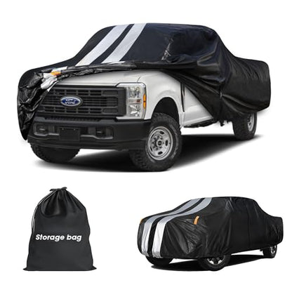 F-100 Truck Cover Custom Fit 1966-1983 SuperCab Long Bed(8.1') with Door Zipper, 10 Layers Outdoor Heavy Pickup Truck Cover Waterproof All Weather, Wind Dust Sun Protector. - size: F-100 1966-1983 SuperCab Long Bed(8.1')+Towel+Bag