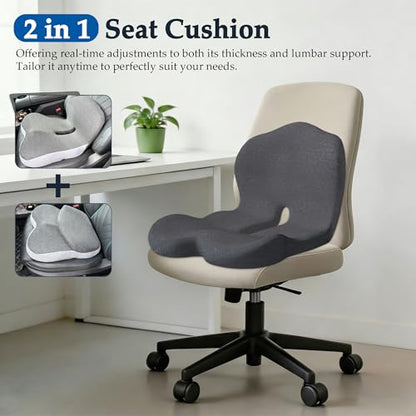 Onever Ergonomic Memory Foam Seat Cushion, Lumbar Support Non Slip for Truck Driver Long Driving Office Chair Back Tailbone Pain Relief Black - color: Black
