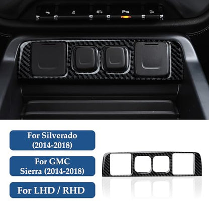 Car Central Control Cigarette Lighter Sticker Carbon Fiber Decal Cover Interior Trim for Chevrolet Silverado/GMC Sierra 1500 2500HD 3500HD 2014-2018 Accessories - color: Central Control Cigarette Lighter