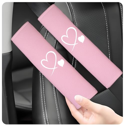 2pack Soft Seat Belt Cover Cute Print Seatbelt Pads for a More Comfortable Driving Compatible with Cars and Backpack (Black Heart) - color: Black heart