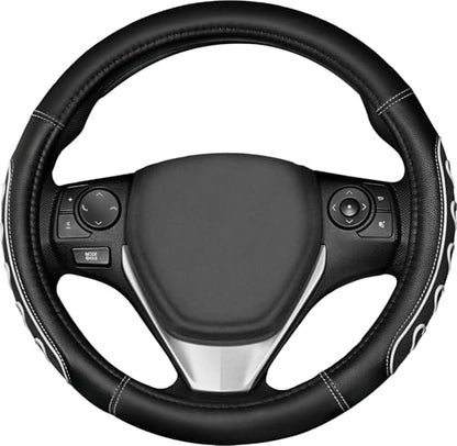 Ventilated Heart-Shaped Steering Wheel Cover with Anti-Slip Leather Grip. Compatible with Ford, Toyota, Honda, Nissan, and Chevrolet Vehicles for 14.5-15.2 inch Round Steering Wheels. - color: Love White