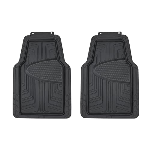 Amazon Basics 4-Piece Premium All-Season Anti-Slip Rubber Floor Mats, All Weather Protection for Cars, SUVs and Trucks, Universal Trim to Fit, Black