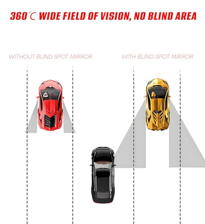 2 Pieces - Blind Spot Mirrors (Auto Rearview Mirrors), Auto Blind Spot Mirrors, 2-Inch HD Glass Convex, 360° Wide Angle, for Cars, SUVs, Trucks; Adhesive Rearview Mirrors, Black.