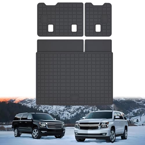 Cargo Mat for 2015-2019 2020 Chevy Chevrolet Suburban/GMC Yukon XL with Backrest Mat,TPE All Weather Protection Car Trunk Mat Covering The Backrest Mat with Velcro Fastener Accessories - size: For 2015-20 Suburban Cargo Mat