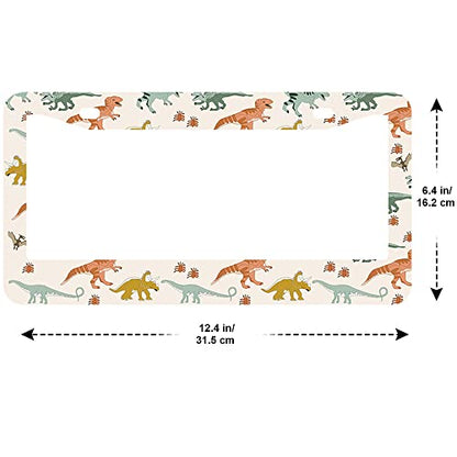 2Pcs Dinosaur License Plate Frames Cover Holders Stainless Steel Dinosaur License Plate Cover with Screw Caps Cover and Screwdriver Set - 2-Hole for Girl Women (Dinosaur) - color: Dinosaur