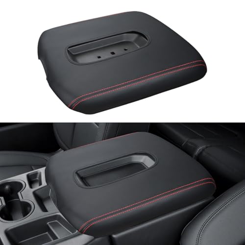 INTGET Center Console Armrest Cover for 2026 Chevy Silverado & GMC Sierra 2019 2020 2021 2022 2023 2024 2025, Center Console Lid, Arm Rest Box Protector (Red Stitches, Jump Seat 2019-2025) - color: Red Stitches, size: Jump Seat 2019-2024 Silverado/Sierra