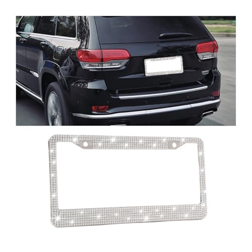 Bling Car License Plate Frame, Sparkly Crystal Rhinestone Vehicle License Plate Holder, Stainless Steel Auto Tag Plate Cover for Women Girls, Universal for SUV, Sedan, Truck (AB Color) - color: AB Color