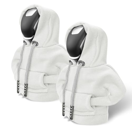 Gear Shift Hoodie, Gear Shift Cover, Funny Car Gear Shift Cover, Automotive Interior Cute Gadgets, Automotive Interior Accessories and Decoration (White-2PCS) - color: White-2PCS