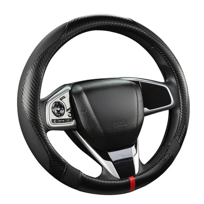 West Llama Microfiber Leather Car Steering Wheel Cover for Kia,14.5-15 inch (Black+Red Line-Standrad Size) - color: D-Black+Red Line