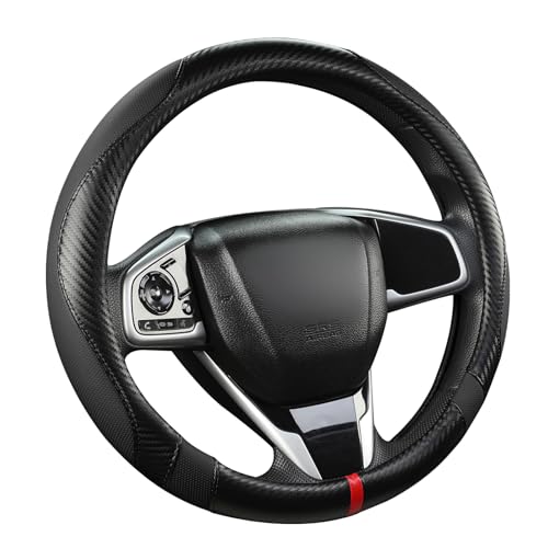 West Llama Microfiber Leather Car Steering Wheel Cover for Kia,14.5-15 inch (Black+Red Line-Standrad Size) - color: D-Black+Red Line