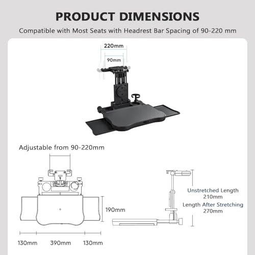REVXON Car Back Seat Tray Table for Tesla Cybertruck/Model 3/Model S/Model X, Foldable Backseat Tray Desk for Rear Passengers, with Non-Slip pad, Phone and Drink Holder, for Eating and Work