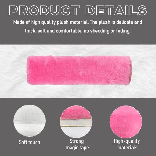 2 PCS Seat Belt Shoulder Pads, Soft Fluffy Plush Seat Belt Shoulder Strap Covers, Comfy Warm Seat Belt Strap Cover Shoulder Cushion for Adult Children, Car Accessories (Pink) - color: Pink