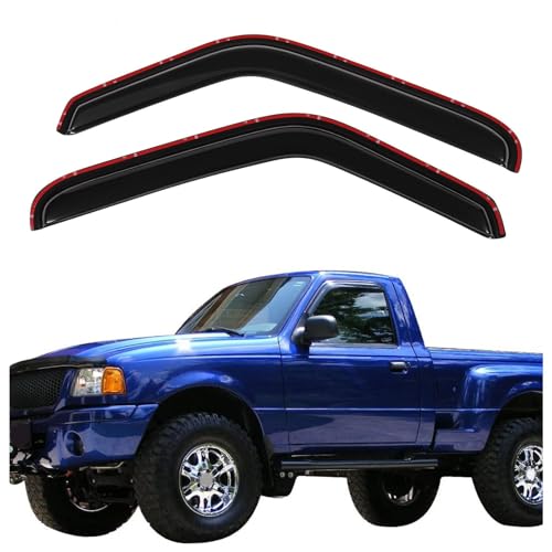 Original 2pcs Wind Deflectors, in-Channel Rain Guards Set, Side Window Visors Compatible with 1993-2011 94-10 Mazda B2300/B4000,94-08 Mazda B3000 with Standard/Extended Cab 92083 - size: For 1993-2011 Ford Ranger