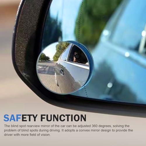 Blind Spot Mirror, 2PCS Vehicle Reversing Rear View Mirror, 360 Degree Adjustable Frameless Design, Universal for Most Cars (White)