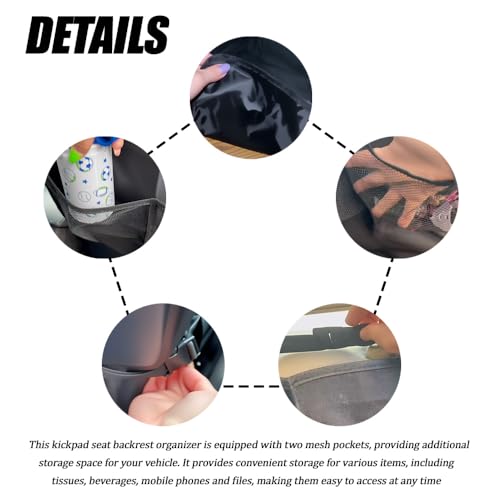 2PCS Kick Mat Backseat Protector, Back Seat Cover for Kids, Premium Waterproof Kick Mats with 2 Pocket Organizer, Automotive Backseat Organizer Waterproof Protective Cover for Car SUV Truck