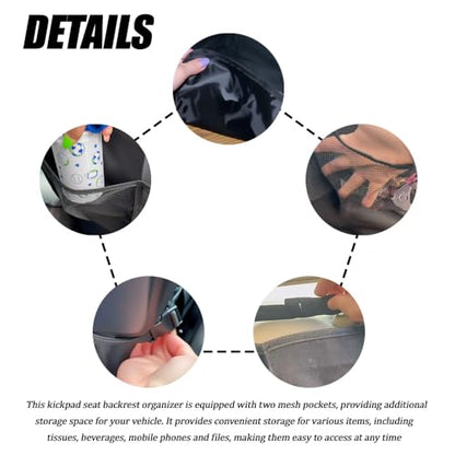 2PCS Kick Mat Backseat Protector, Back Seat Cover for Kids, Premium Waterproof Kick Mats with 2 Pocket Organizer, Automotive Backseat Organizer Waterproof Protective Cover for Car SUV Truck