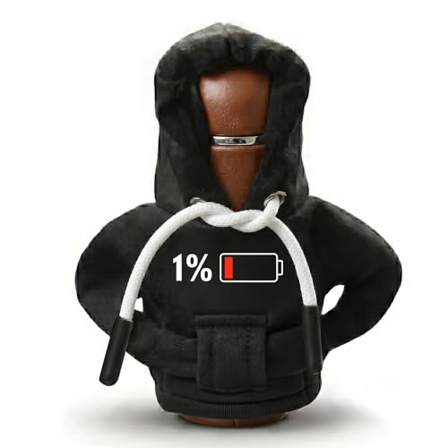 Funny Low Battery Gear Shift Hoodie,Universal Car Shift Knob Cover,with 1% Battery Icon, Aesthetic Manual Automatic Shifter Mini Hoodie,Cute Car Interior Accessories Gifts for Drivers Women Men - color: Low Battery