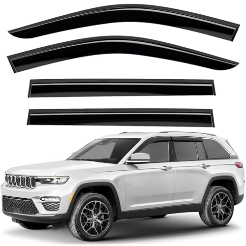 Window Deflectors Smoke Tinted Tape-On Side Window Vent Visor Deflectors Rain Guards Compatible with Jeep Grand Cherokee 2022-2026 - 4pcs. GW0333 - color: For Grand Cherokee 22-26